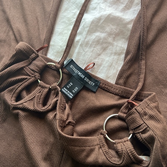 Brown wide leg cutout pants - Picture 5 of 7